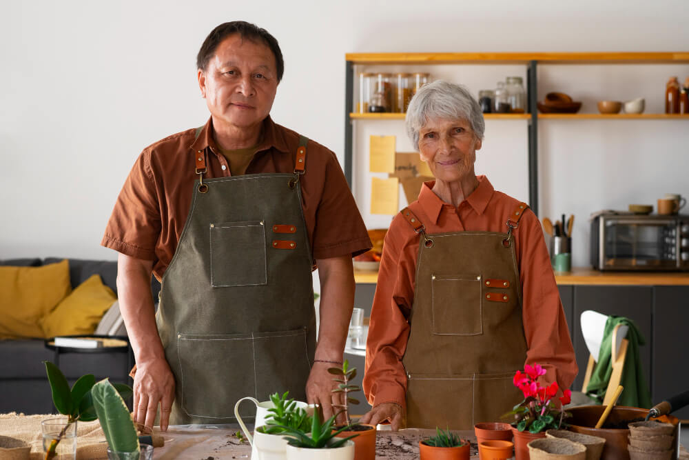 plant potting in affordable housing for pensioners